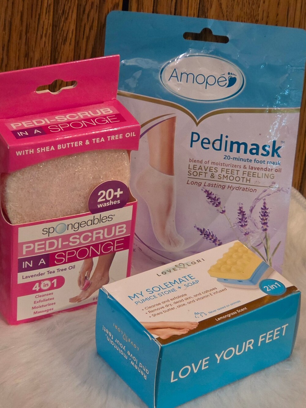 NIP At-Home Pedicure Foot Care Spa Bundle - Spongeables, Amopé, Love Lori